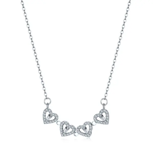 Silver Clover Hearts Necklace - Image 2